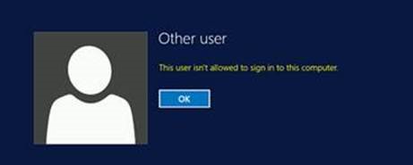 Login error seen by user